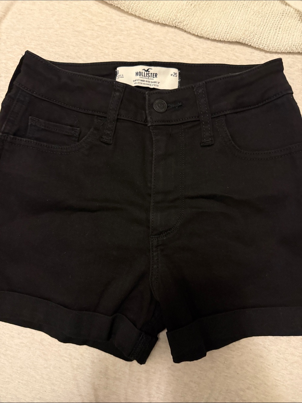 Hollister Dark Black Rolled Hem Jean Shorts